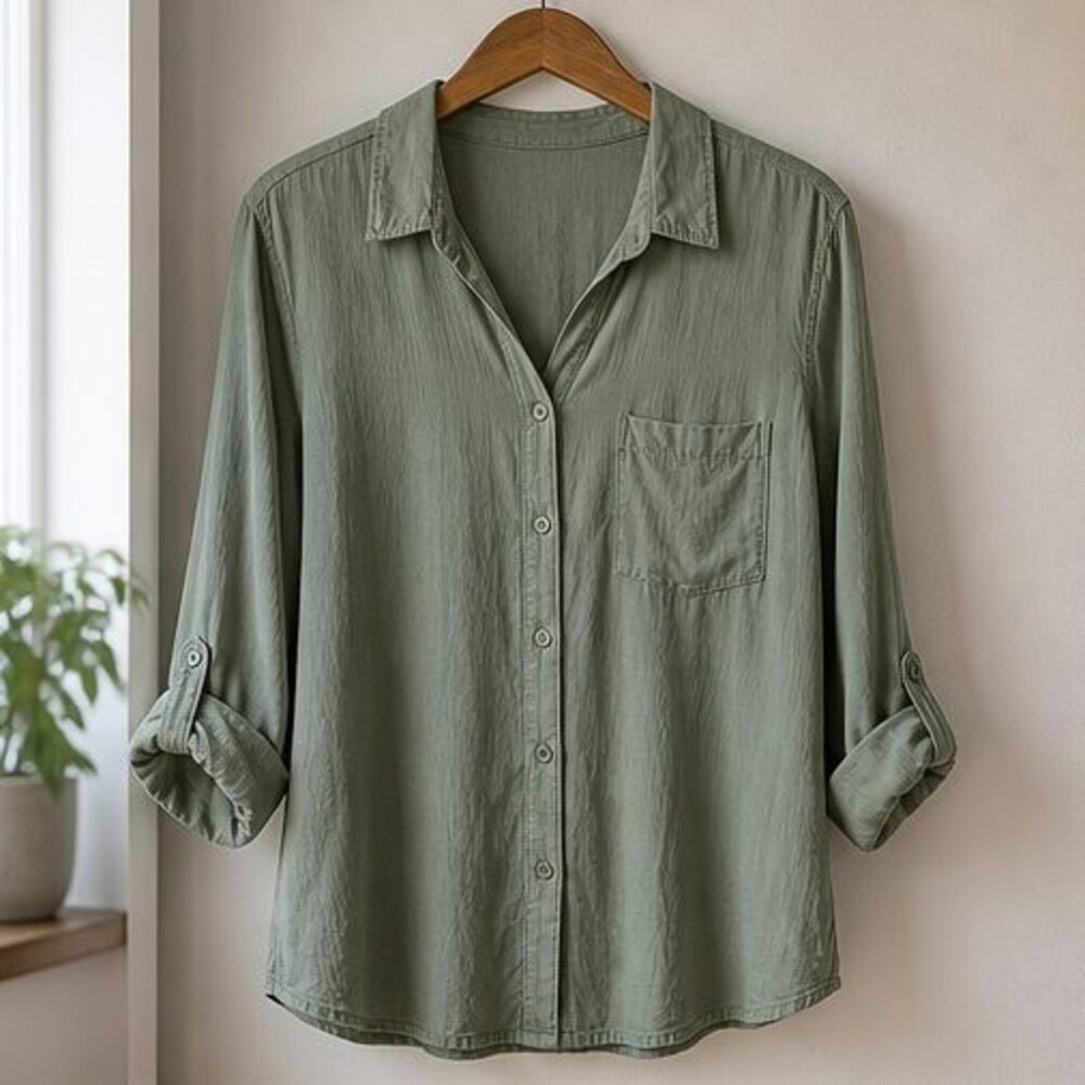 Charcoal Button Blouse